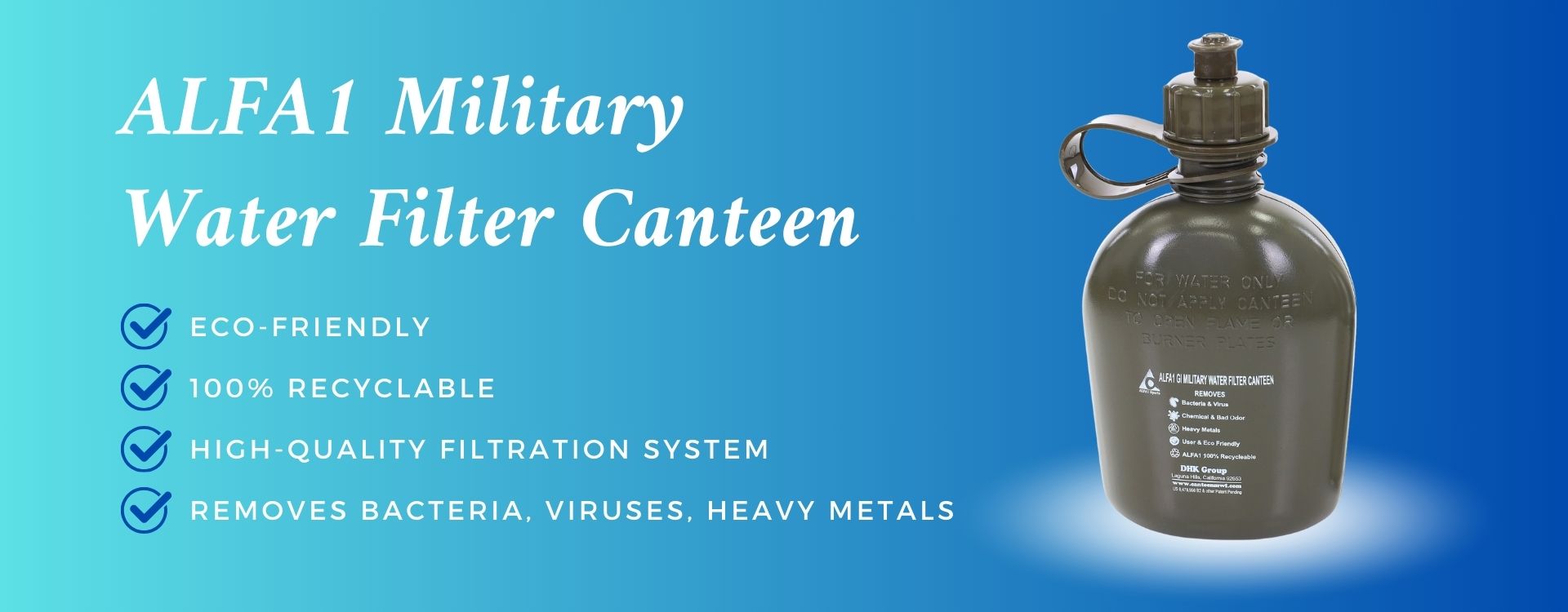 ALFA1 Military Water Filter Canteen Banner