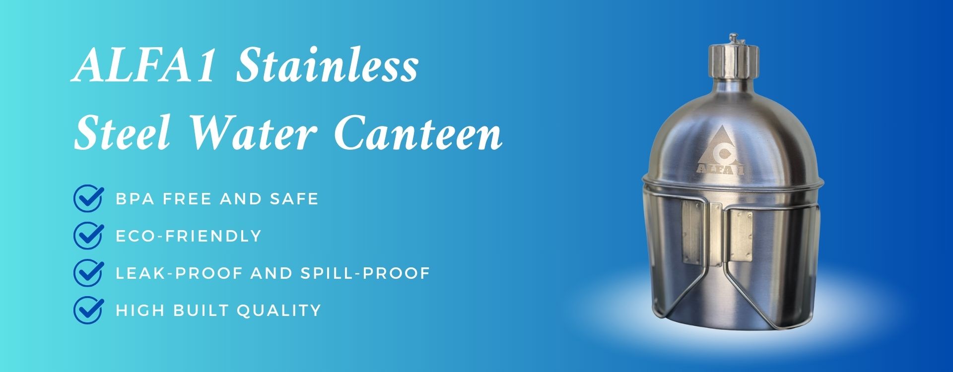 ALFA1 Stainless Steel Water Canteen Banner