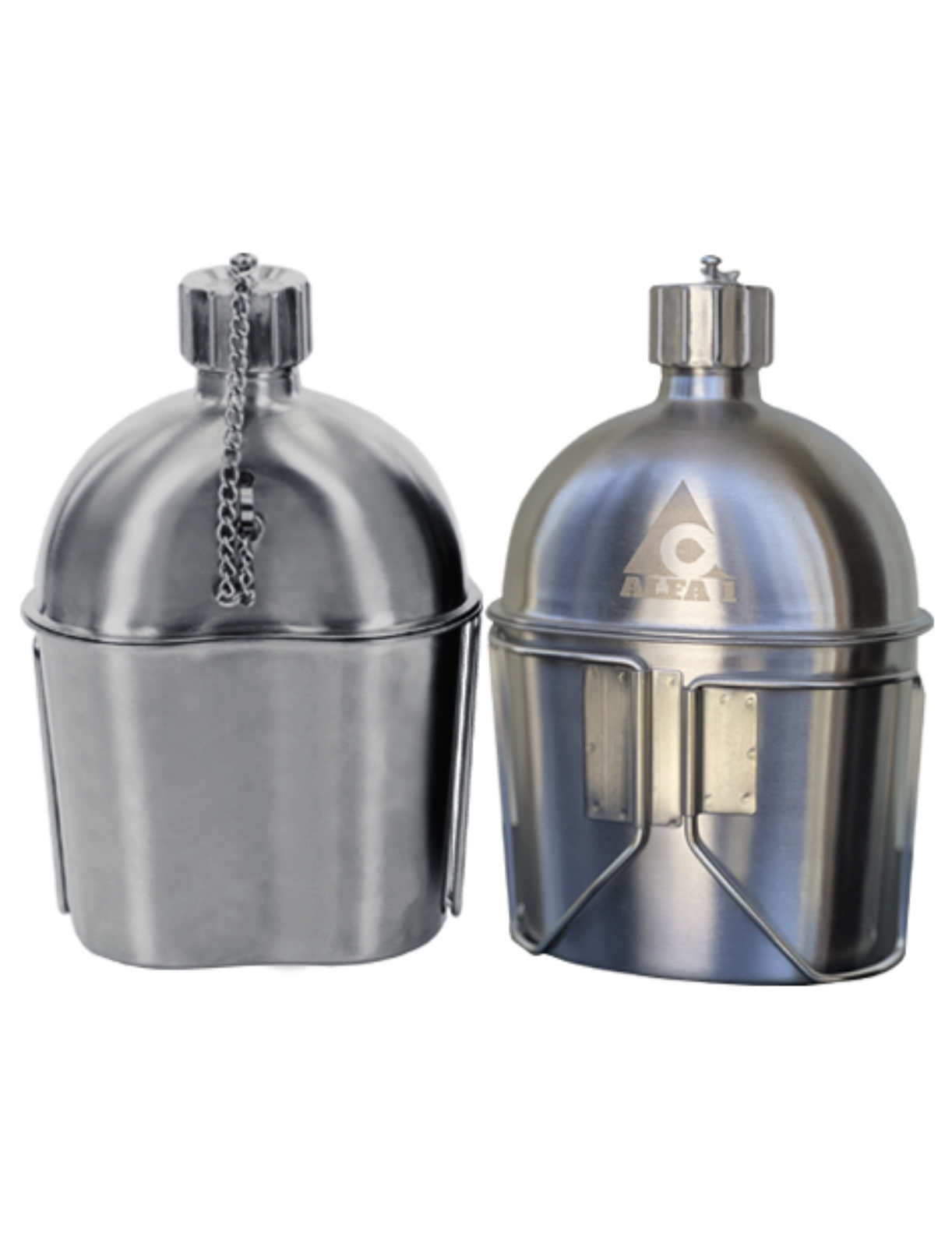 Stainless Steel Canteen Front and Back View